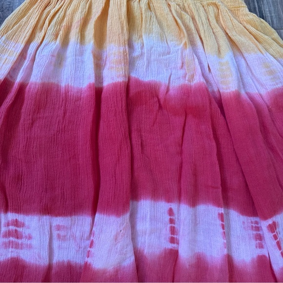 Cleopatra Halter Red Pink Yellow Tie Dye One Size Free Size Spring/Summer Dress - Picture 7 of 11